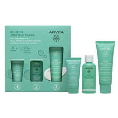 Apivita Promo Just Bee Clear Cleanser Gel, 15ml & Pore Minimizing Purifying Lotion, 50ml & Blemish Control Moisturizer 40ml