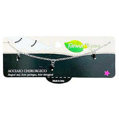 Farma Bijoux Υποαλλεργικό Βραχιόλι Ποδιού 5 Black Swarovski Gemstones