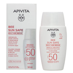 Apivita Bee Sun Safe Daily Age Repair Dry Touch Λεπτόρευστη Κρέμα Προσώπου κατά των Πανάδων & Ρυτίδων SPF50, 50ml