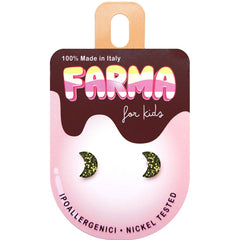 Farma Bijoux Υποαλλεργικά Σκουλαρίκια for Kids Πράσινο Γκλιτερ Φεγγάρι 8mm (BEL11)