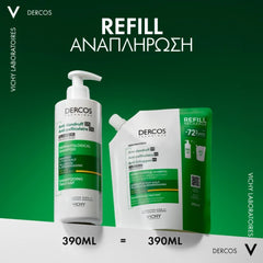 Vichy Dercos Anti-Dandruff DS Refill Σαμπουάν κατά της Ξηροδερμίας, της Πιτυρίδας και του Κνησμού για Ξηρά Μαλλιά Ανταλλακτικό, 390ml