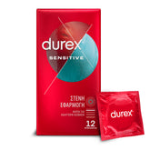 Durex Προφυλακτικά Λεπτά Sensitive , Στενή εφαρμογή 12 τεμάχια