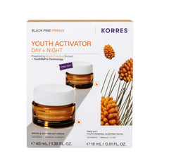 Korres Promo Black Pine Primus Wrinkle Defying Κρέμα Νεότητας Ημέρας, 40ml & Δώρο Youth Renewal Sleeping Κρέμα Νεότητας Νύχτας, 15ml, 1σετ