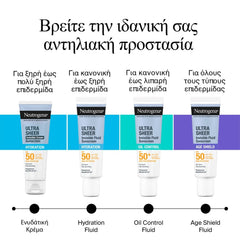 Neutrogena Ultra Sheer Invisible Cream Hydration Αντηλιακή Κρέμα Προσώπου με Δείκτη προστασίας SPF50 για 24ωρη Ενυδάτωση, 50ml
