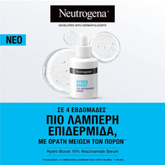 Neutrogena Hydro Boost Limited Edition Promo με 10% Niacinamide Serum Ορός Προσώπου, 30ml & Δώρο Water Gel Cleanser Ενυδατικό Καθαριστικό Προσώπου, 15ml, Ultra Sheer Invisible Fluid Hydration Αντηλιακό Προσώπου SPF50, 5ml & Νεσεσέρ, 1τεμ, 1σετ