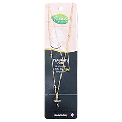 Farma Bijoux Υποαλλεργικό Κολιέ Επιχρυσωμένο Διπλό Σφαίρα-Σταυρός