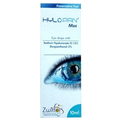 Zwitter Hylopan Max Οφθαλμικές Σταγόνες με Υαλουρονικό Νάτριο 0,15% & Δεξπανθενόλη 2% Κατά της Ξηροφθαλμίας, 10ml
