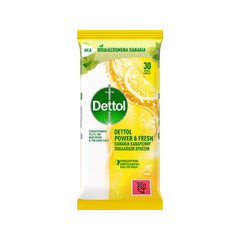 Dettol Υγρά Απολυμαντικά Πανάκια Καθαρισμού Επιφανειών με Άρωμα Λεμόνι & Lime, 30τεμ