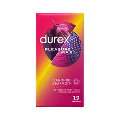 Durex Προφυλακτικά Με Κουκιδες και Ραβδώσεις Pleasuremax Κανονική Εφαρμογή, 12 τεμάχια