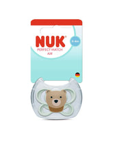 Nuk πιπίλα σιλικόνης perfect match air με θήκη 0-6m bear