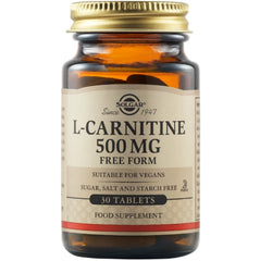 Solgar L-Carnitine 500mg Ενέργεια & Ενίσχυση του Μεταβολισμού 30tabs