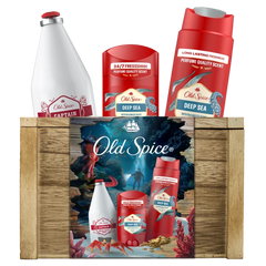 Old Spice Σεντούκι Θησαυρού Σετ Δώρου για Άνδρες με Deep Sea Αποσμητικό Στικ, 50ml, Αφρόλουτρο & Σαμπουάν, 250ml & Captain After Shave, 100ml, 1σετ