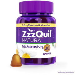 ZzzQuil NATURA Συμπλήρωμα Διατροφής με Μελατονίνη & Γεύση Μάνγκο - Μπανάνα, 30 ζελεδάκια