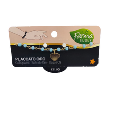 Farma Bijoux Υποαλλεργικό Βραχιόλι Χρυσό Με Γαλάζιες Πέτρες Και Χρυσή Καρδιά 15/19CM