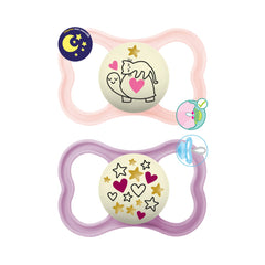 Mam Supreme Night Silicone Soother 6-16m Κωδ 248S, 2 Τεμάχια - Ροζ / Φούξια
