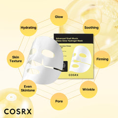 Cosrx Advanced Snail Mucin Glass Glow Hydrogel Mask Μάσκα Προσώπου για Λάμψη, 1τεμ