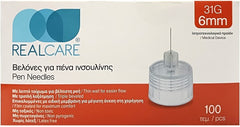 REAL CARE 6mm 31G X100 βελόνες για πένα ινσουλίνης
