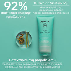 APIVITA JUST BEE CLEAR GEL ΚΑΘΑΡΙΣMOY – ΕΞΥΓΙΑΙΝΕΙ ΤΟ ΔΕΡΜΑ με propolis AmC & φυτικό σαλικυλικό οξύ