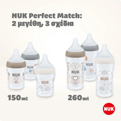 Nuk – Perfect Match Πλαστικό Μπιμπερό με Δείκτη Ελέγχου Θερμοκρασίας 260ml – Θηλή Σιλικόνης 3m+ Disney Minnie Κόκκινο