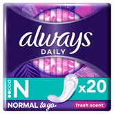 Always Dailies To Go Normal Με άρωμα φρεσκάδας 20 Σερβιετάκια