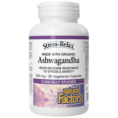 Natural Factors Stress-Relax Organic Ashwagandha 600mg, 30veg.caps