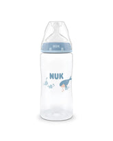 Nuk πλαστικό μπιμπερό με θηλή σιλικόνης first choice temperature control 3m+ 300ml whale