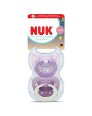 Nuk πιπίλες σιλικόνης 2τμχ first choice day & night 6-18m girl