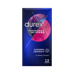 Durex Προφυλακτικά Με Κουκκίδες, Ραβδώσεις και Επιβραδυντικό Τζελ Performax Intense Κανονική Εφαρμογή, 12 τεμάχια
