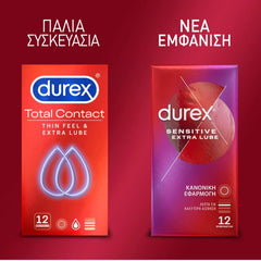 Durex Προφυλακτικά Πολύ Λεπτά Sensitive Έξτρα Λιπαντικό, 12τεμ