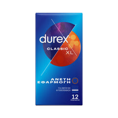 Durex Προφυλακτικά Classic Άνετη εφαρμογή XL, 12 τεμάχια