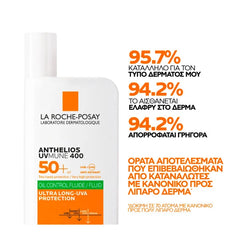 La Roche Posay Anthelios Uvmune 400 Oil Control Fluid Αντηλιακό Προσώπου για το Λιπαρό Δέρμα SPF50, 50ml