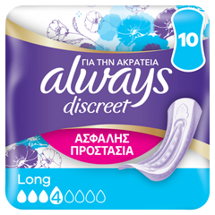 Always Discreet Γυναικείες Σερβιέτες Για Την Ακράτεια Plus Long X10