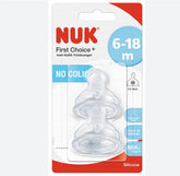 Nuk First Choice+ Θηλές Σιλικόνης No Colic 6-18m, 2τεμ