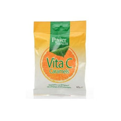 Power Health Vita C Caramels Καραμέλες με Βιταμίνη C για Ενέργεια, Ενίσχυση της Άμυνας, Προστασία από Ιώσεις & Κρυολογήματα - Γεύση Μανταρίνι, 60g