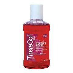 Therasol Plus Στοματικό Διάλυμα, Κατά της Κακοσμίας, 250 ml. Στοματικό διάλυμα με ισχυρή αντιμικροβιακή δράση που καταπολεμά τη κακοσμία και έχει αιμοστατική δράση.