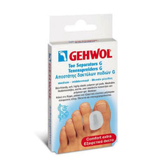 Gehwol Toe Separator G small 3 τεμάχια. Αποστάτης δακτύλων ποδιού G μικρός. Ανακουφίζει από τους κάλους μεταξύ των δακτύλων. Επαναφέρει τα συμπιεσμένα και αλληλεπικαλυπτόμενα δάκτυλα των ποδιών στην ορθή θέση.