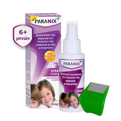 Paranix Αντιφθειρικό Spray 100ml με Κτένα. Μία ολοκληρωμένη αγωγή κατά των ψειρών και κόνιδων, η αποτελεσματικότητα του και η μοναδική του σύνθεση, διαπερνούν το αναπνευστικό σύστημα της ψείρας, η οποία πεθαίνει από ασφυξία και αφυδάτωση.