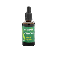 Health Aid Green Tea Liquid Συμπλήρωμα Διατροφής 50ml. Συμπυκνωμένο υγρό Πράσινο Τσάι που αποτελεί φυσικό αντιοξειδωτικό και είναι ιδανικό για δίαιτα και αδυνάτισμα.