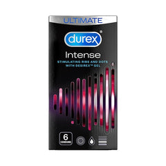 Durex Intense Προφυλακτικά Με Κουκκίδες, Ραβδώσεις και Επιβραδυντικό Τζελ 6Τμχ.
