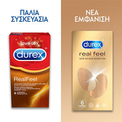 Durex Real Feel Προφυλακτικά Πολύ Λεπτά Χωρίς Λάτεξ 6Τμχ.