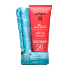 Apivita Set Bee Sun Safe Hydra Fresh Face & Body Milk SPF50 με Θαλάσσια Φύκη & Πρόπολη 200ml + Δώρο Αδιάβροχο Τσαντάκι για Μαγιώ 1τμχ