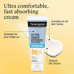 Neutrogena Ultra Sheer Invisible Cream Hydration Αντηλιακή Κρέμα Προσώπου με Δείκτη προστασίας SPF50 για 24ωρη Ενυδάτωση, 50ml