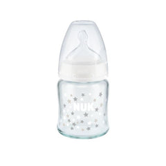 Nuk First Choice Plus  Μπιμπερό Γυάλινο με Θηλή Σιλικόνης Μ,0-6m Κίτρινο 120ml
