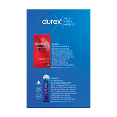 Durex All You Need Summer Kit με Sensitive Προφυλακτικά, 12 τεμάχια & Λιπαντικό Classic H2O, 50ml