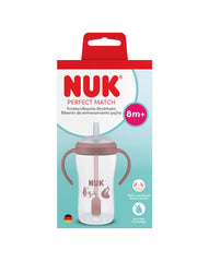 Nuk εκπαιδευτικό ποτηράκι με καλαμάκι perfect match 8m+ 260ml bear