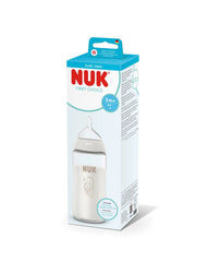 Nuk γυάλινο μπιμπερό με θηλή σιλικόνης first choise 3m+ 240ml seahorse