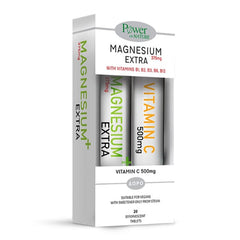 Power Health Magnesium Extra 375mg 20 Αναβράζοντα Δισκία & Vitamin C 500Mg 20 Αναβράζοντα Δισκία