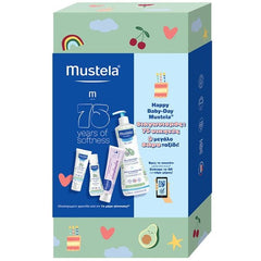 Mustela Happy Baby-Day 75 Years Πακέτο με Bebe Gentle Cleansing Gel Απαλό Αφροντούς, 750ml, Hydra Bebe Κρέμα Ενυδάτωσης Προσώπου, 40ml, Bebe Vitamin Barrier Κρέμα για την Αλλαγή της Πάνας, 100ml & Δώρο Hydra Bebe Ενυδατικό Γαλάκτωμα Σώματος, 50ml 1σετ