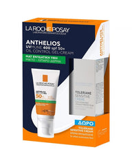 La Roche-Posay Anthelios UVMUNE 400 Oil Control Gel Cream SPF50+ Αντηλιακή Κρέμα Προσώπου για Ματ Αποτέλεσμα & Δώρο Toleriane Sensitive Ενυδατική Κρέμα, 15ml, 1σετ