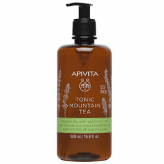 Apivita Eco Pack Tonic Mountain Tea Shower Gel with Essential Oils Αφρόλουτρο Με Πράσινο Τσάι & Αιθέρια Έλαια, 500ml